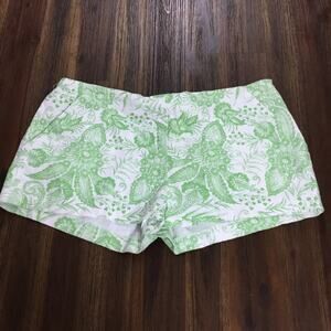 Zara Basic Floral White/Green Flat Front Shorts